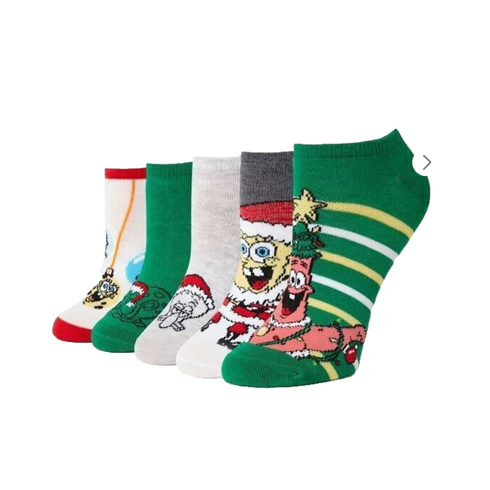 Forever 21 Christmas Xmas Spongebob Squarepants Ankle Socks 5 pack Set One Size